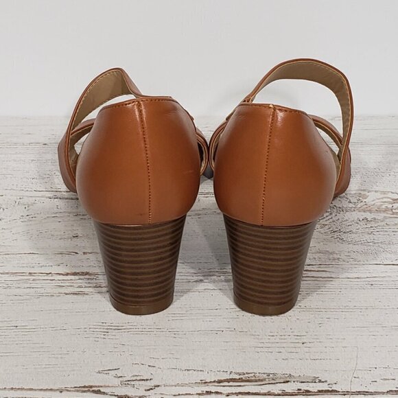 Nine West  Brown Heeled Wedge Heel Sandal  Pamela Women's Size 8.5 great pre-own - Picture 7 of 7
